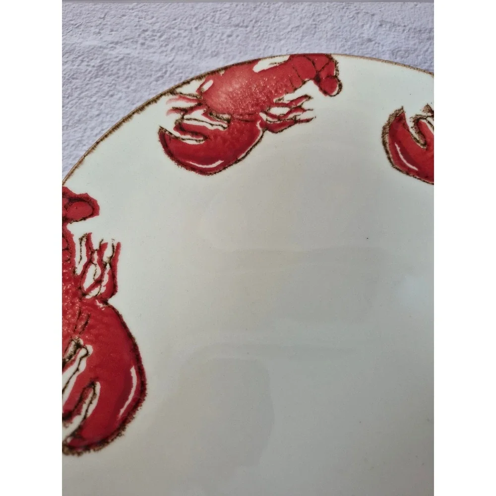 V.Ceramic Lobster Dinner Plate 10.5 Inch Made in Portugal Coastal Nautical Red